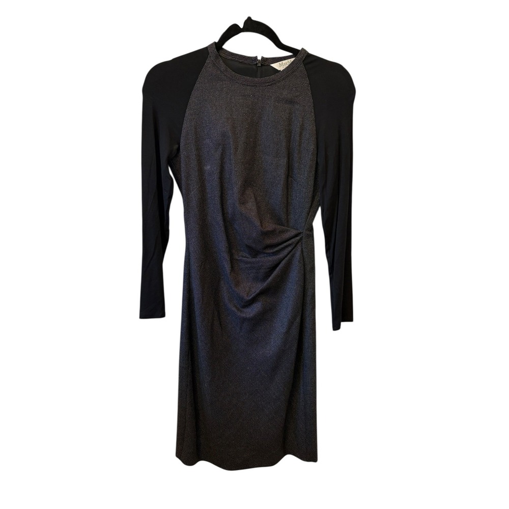 MaxMara Wool Silk Blend Ruched Hip Tweed Long Sleeve Career Dress - 2 - Picture 3 of 10
